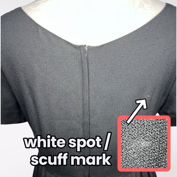 Vintage Italian Black Sheath Dress Short Sleeve Knee Length Size Small - Picture 9 of 10